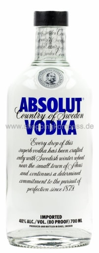 Foto Absolut Vodka Imported 0,7 l Glas