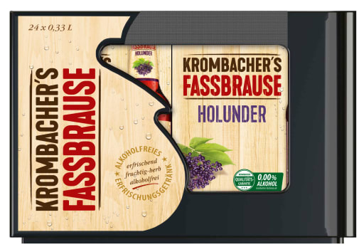 Foto Krombacher Fassbrause Holunder Kasten 4 x 6 x 0,33 l Glas Mehrweg
