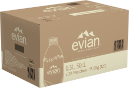 Foto Evian Mineralwasser Naturelle Karton 24 x 0,5 l PET Einweg