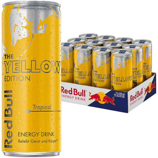 Foto Red Bull Yellow Edition Tropical Karton 12 x 0,25 l Dose Einweg