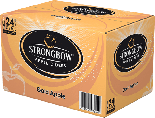 Foto Strongbow Apple Ciders Gold Apple Kasten 24 x 0,33 l Glas Mehrweg