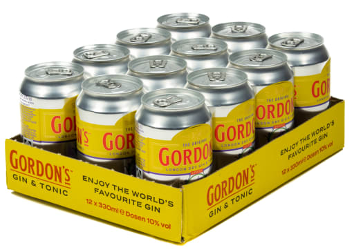 Foto Gordons London Dry Gin & Tonic Karton 12 x 0,33 l Einweg Dose