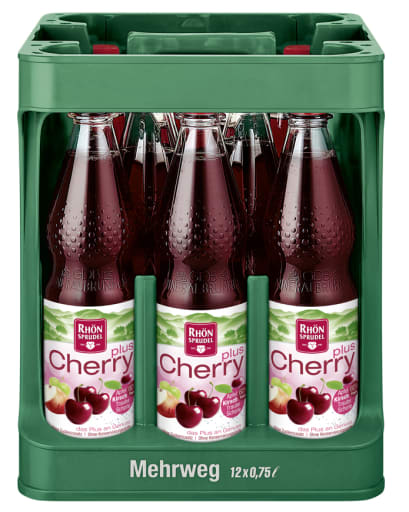 Miniaturansicht 0 RhönSprudel Apfelschorle Cherry Plus Kasten 12 x 0,75 l Glas Mehrweg