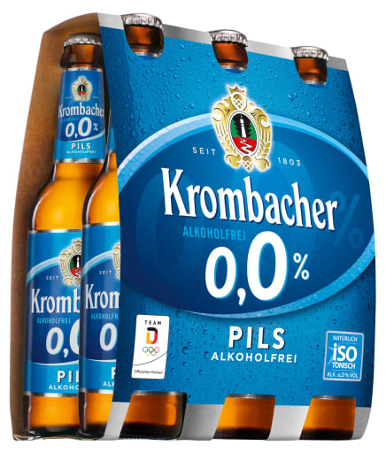 Foto Krombacher 0,0 Pils alkoholfrei 6 x 0,33 l Glas Mehrweg