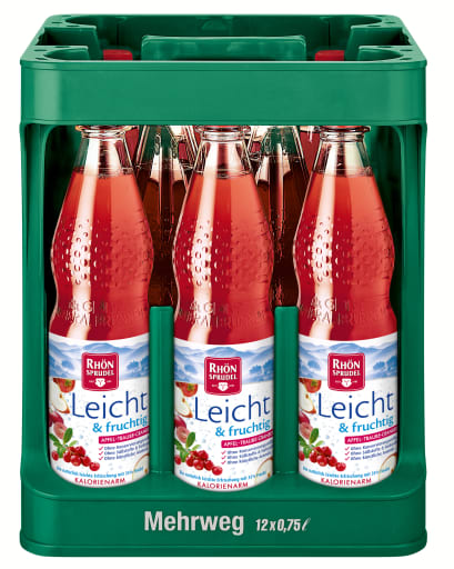 Foto RhönSprudel Leicht & Fruchtig Apfel-Traube-Cranberry Kasten 12 x 0,75 l Glas Mehrweg