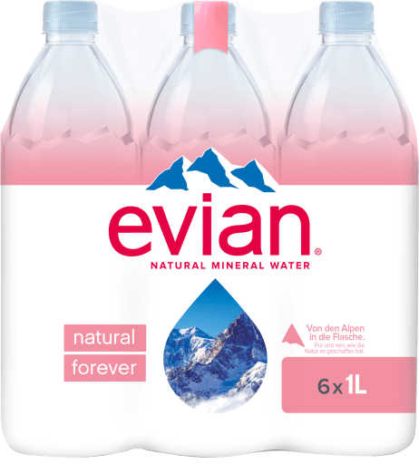 Foto Evian Mineralwasser Naturelle 6 x 1 l PET Einweg