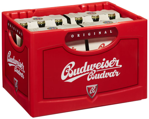 Foto Budweiser Budvar B:Original Kasten 4 x 6 x 0,33 l Glas Mehrweg