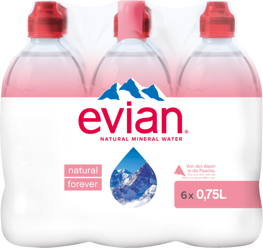 Foto Evian Mineralwasser Naturelle 6 x 0,75 l PET Einweg