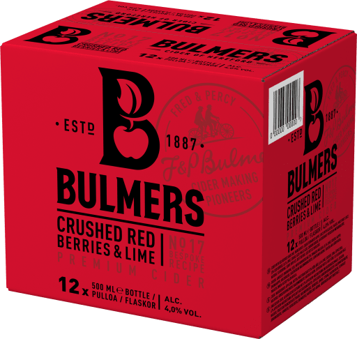 Foto Bulmers Red Berries & Lime Karton 12 x 0,5 l Glas