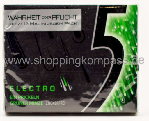 Foto Wrigley's 5 Gum Kaugummi Electro Grüne Minze zuckerfrei 12 Streifen
