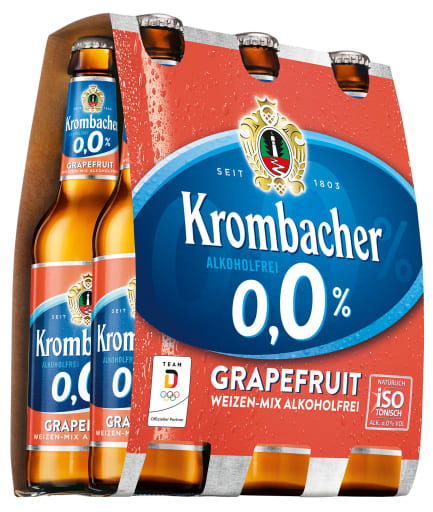 Miniaturansicht 0 Krombacher 0,0 Grapefruit alkoholfrei 6 x 0,33 l Glas Mehrweg