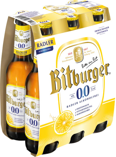Miniaturansicht 0 Bitburger Radler alkoholfrei 6 x 0,33 l Glas Mehrweg