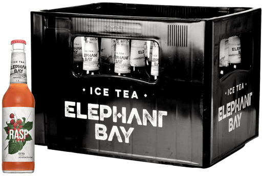 Foto Elephant Bay Ice Tea Raspberry Kasten 20 x 0,33 l Glas Mehrweg