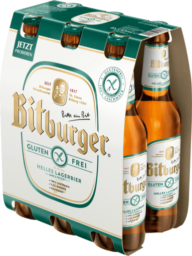 Foto Bitburger Helles Lagerbier glutenfrei 6 x 0,33 l Glas Mehrweg
