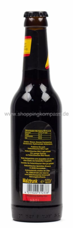 Feldschlösschen Brauerei Malz alkoholfrei 6 x 0,33 l Glas Mehrweg