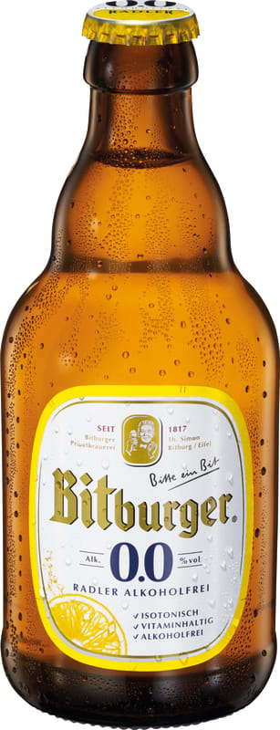 Bitburger Radler alkoholfrei Steini Kasten 20 x 0,33 l Glas Mehrweg