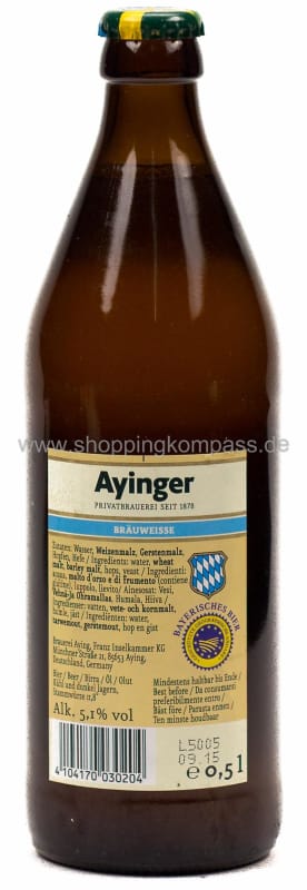 Ayinger Bräuweisse Kasten 20 x 0,5 l Glas Mehrweg
