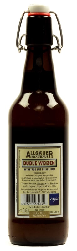 Allgäuer Büble-Bier Edelweissbier Bügel Kasten 20 x 0,5 l Glas Mehrweg