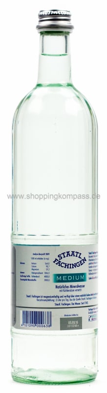 Staatl. Fachingen Mineralwasser Medium Kasten 12 x 0,75 l Glas Mehrweg