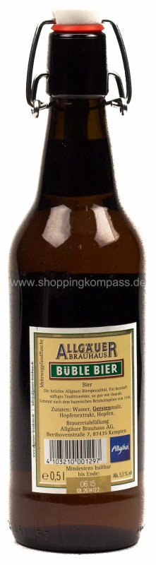 Allgäuer Büble-Bier Edelbräu Bügel Kasten 20 x 0,5 l Glas Mehrweg
