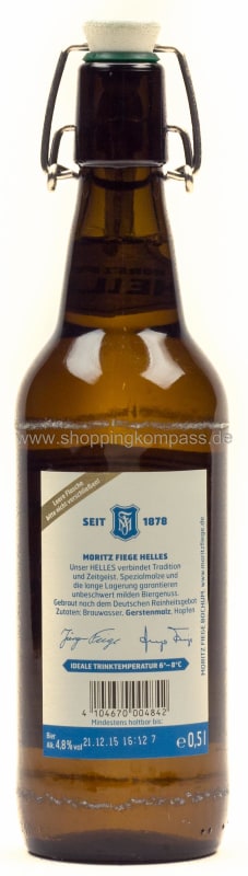 Moritz Fiege Helles Bügel Kasten 20 x 0,5 l Glas Mehrweg