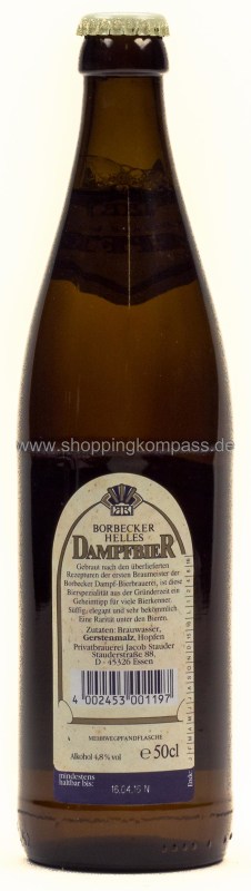 Borbecker Helles Dampfbier Kasten 20 x 0,5 l Glas Mehrweg