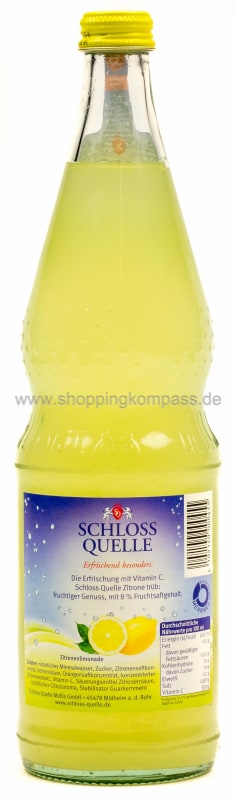 Schloss Quelle Limonade Zitrone trüb + Vitamin C Kasten 12 x 0,7 l Glas Mehrweg
