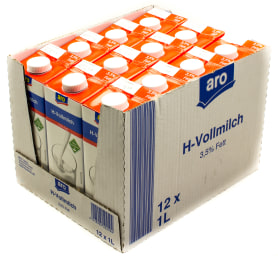 Foto aro Haltbare Vollmilch 3,5% Fett Karton 12 x 1 l Tetra-Pack
