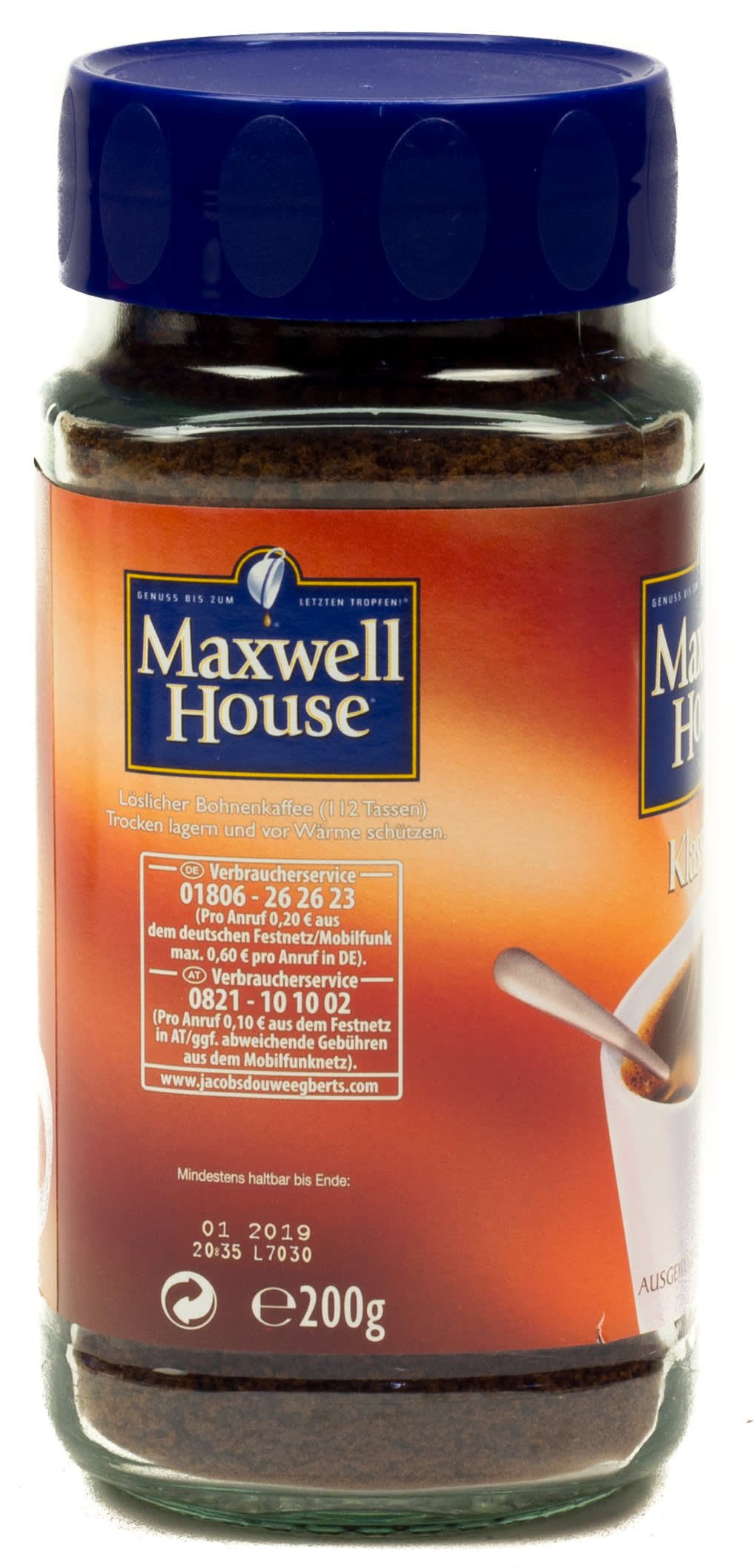Maxwell House klassisch Instant Bohnenkaffe 200 g Glas
