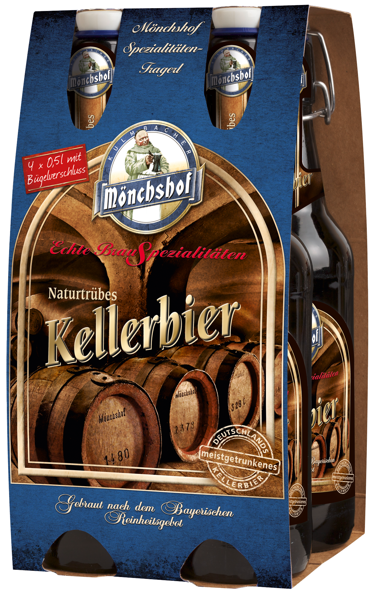 Kulmbacher Mönchshof Kellerbier Kasten 4 x 4 x 0,5 l Glas Mehrweg