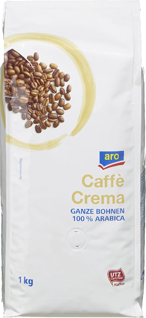 aro Kaffee Crema Bohnen UTZ 100% Arabica Karton 8 x 1 kg