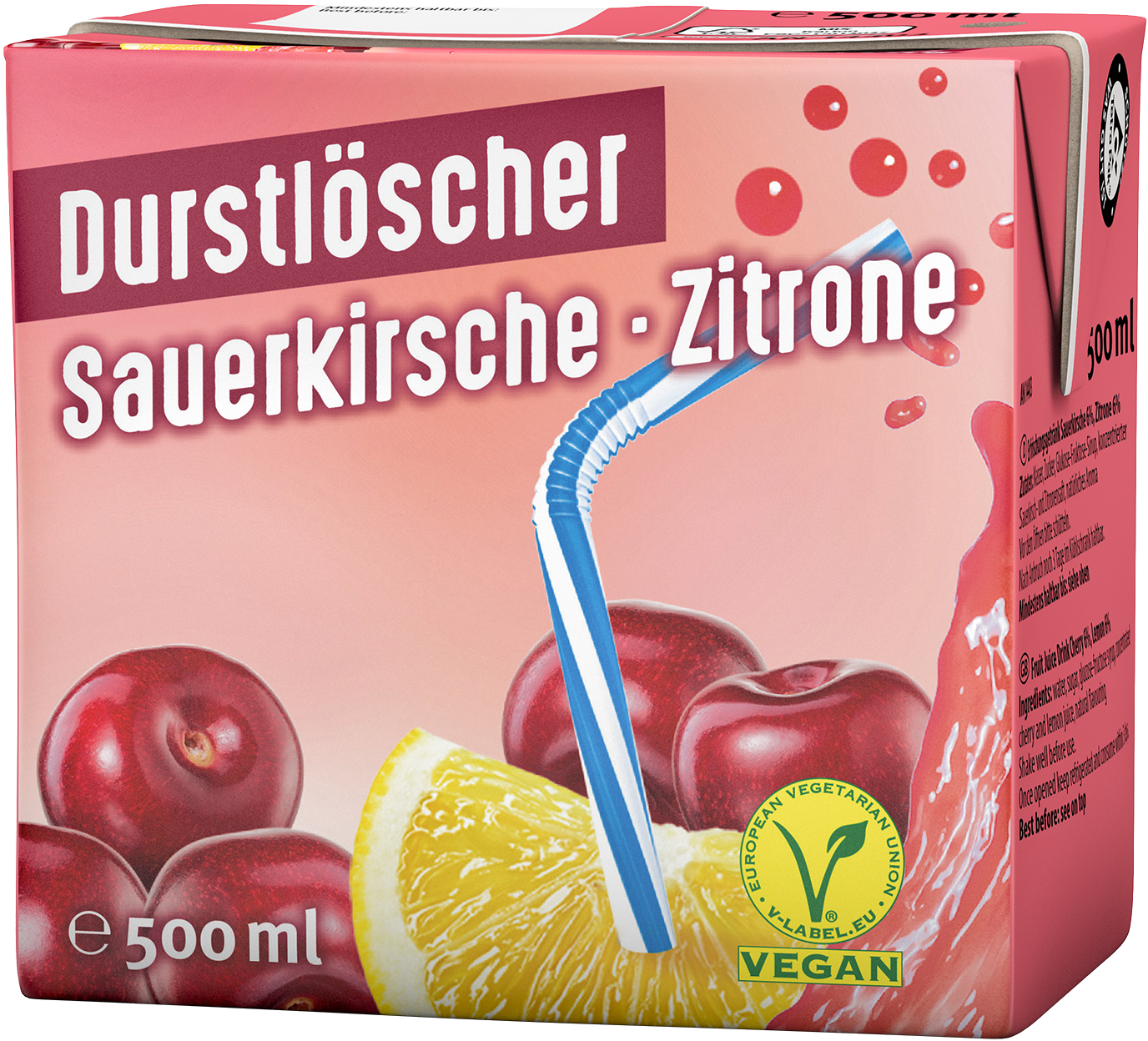 Durstlöscher Sauerkirsch Zitrone Karton 12 x 0,5 l Tetra-Pack