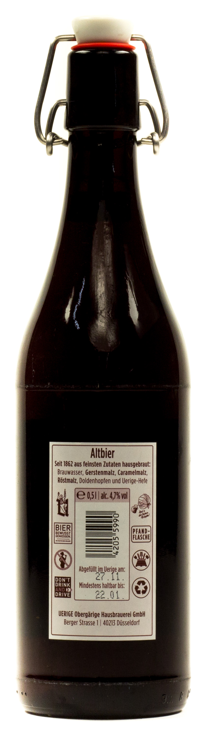 Uerige Altbier Bügel Kasten 16 x 0,5 l Glas Mehrweg