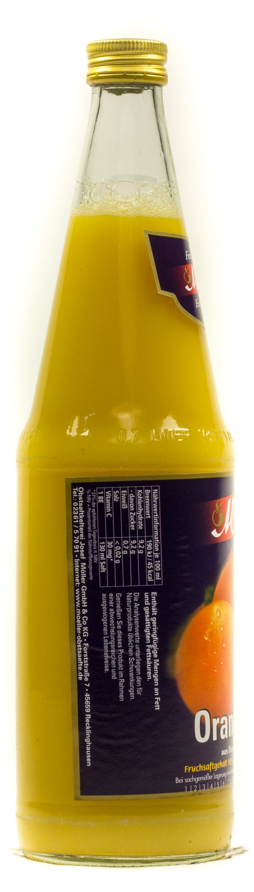 Möller Orangensaft Kasten 12 x 0,7 l Glas Mehrweg