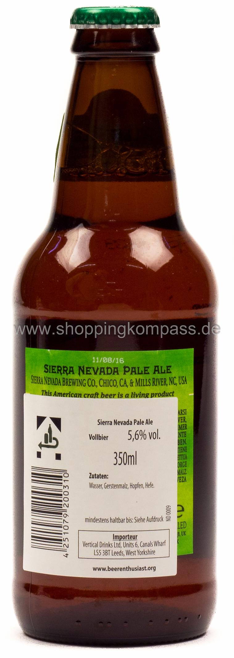 Sierra Nevada Pale Ale Karton 24 x 0,35 l Glas Einweg
