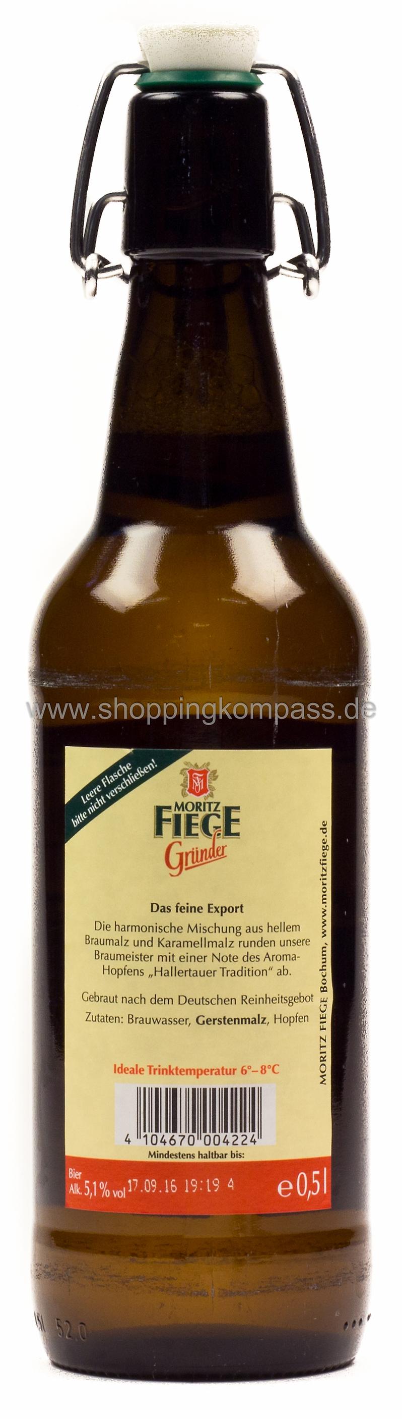 Moritz Fiege Gründer Bügel Kasten 20 x 0,5 l Glas Mehrweg
