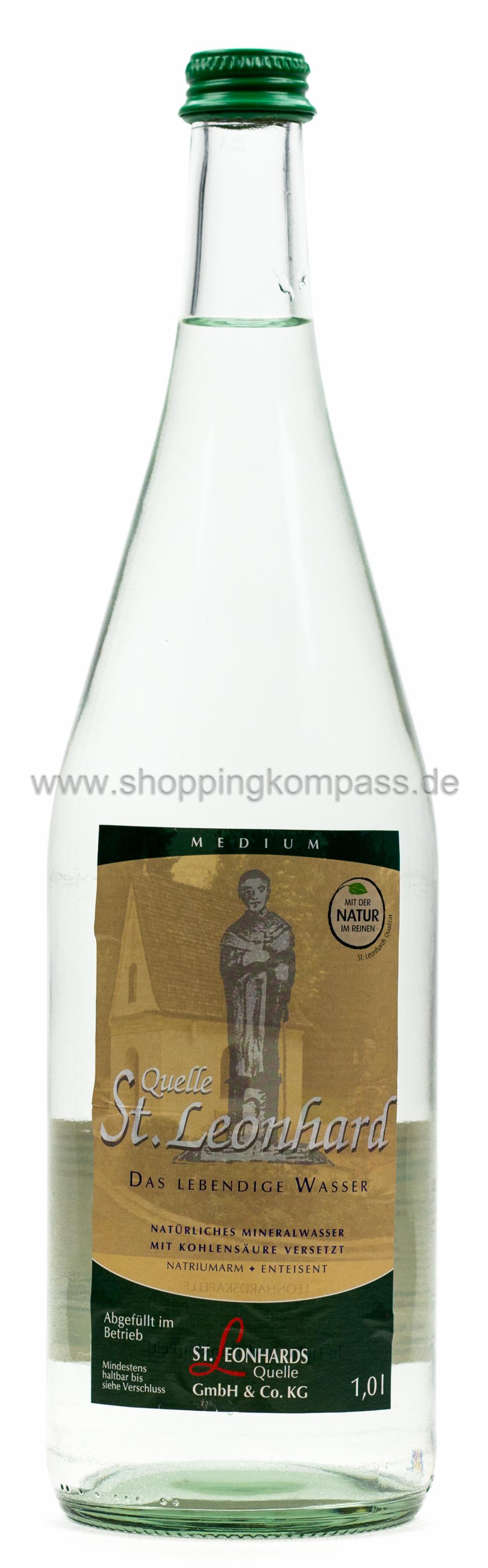 St. Leonhards Das Lebendige Mineralwasser Medium Kasten 6 x 1 l Glas Mehrweg
