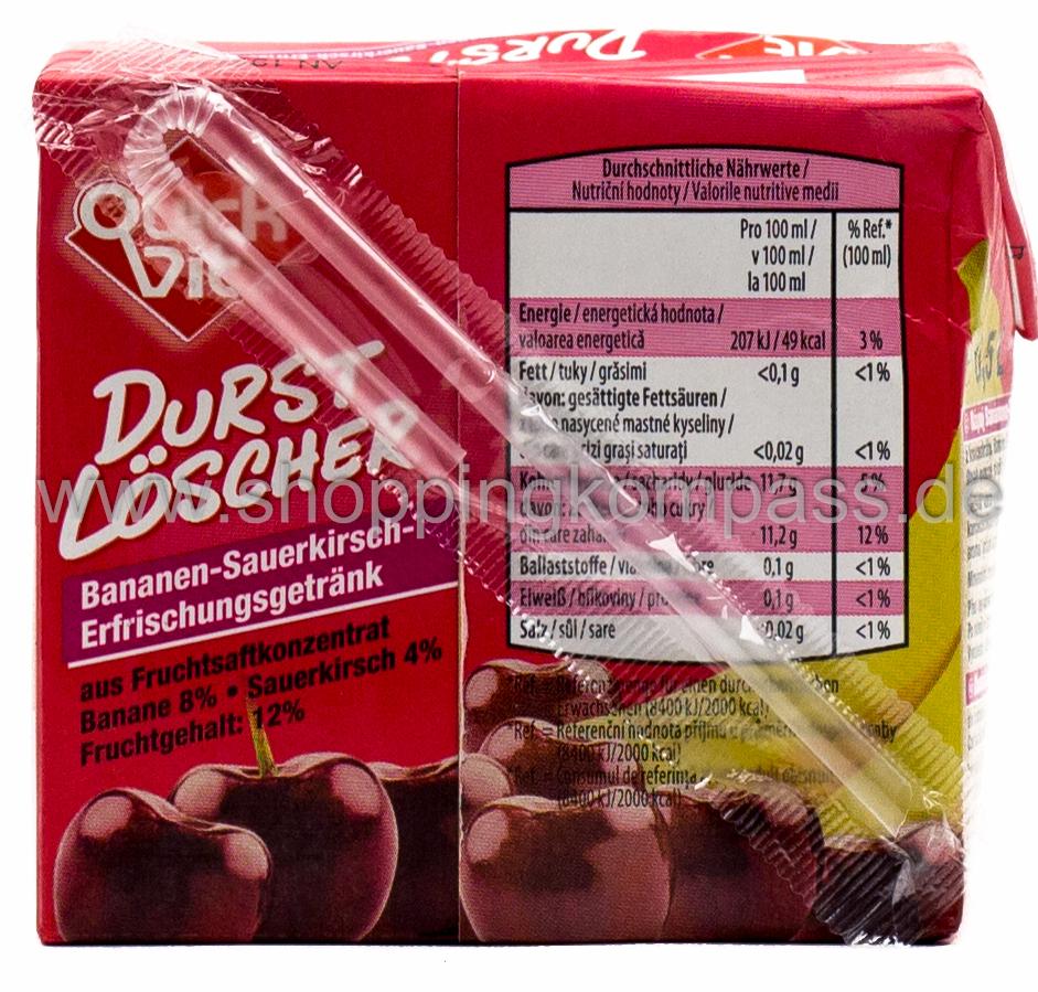 Quick Vit Durstlöscher KIBA Kirsch Banane Karton 12 x 0,5 l Tetra-Pack