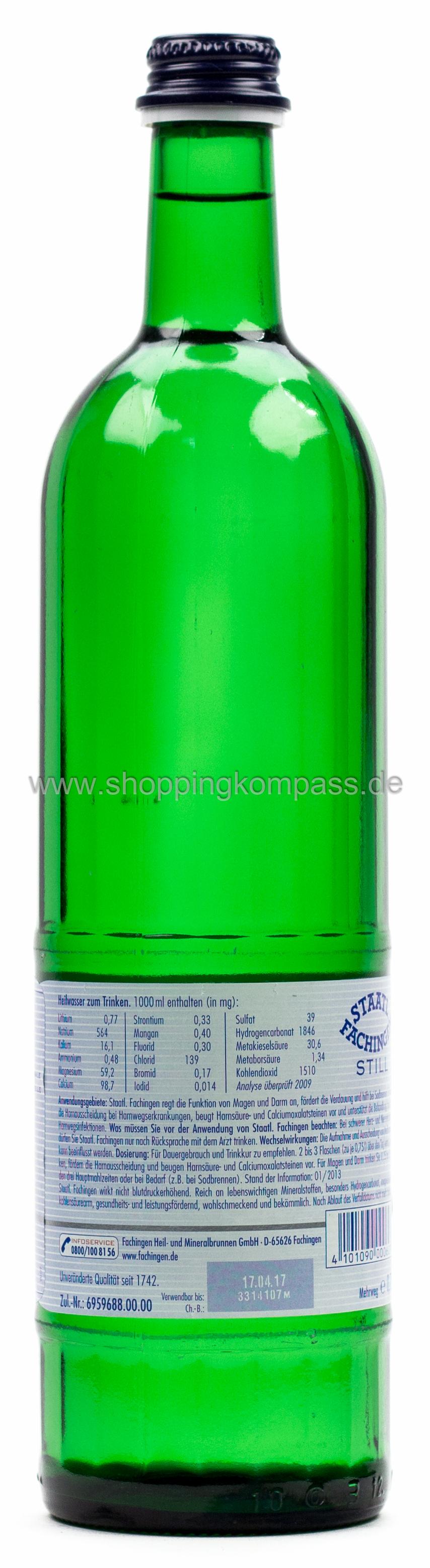 Staatl. Fachingen Mineralwasser Still Kasten 12 x 0,75 l Glas Mehrweg