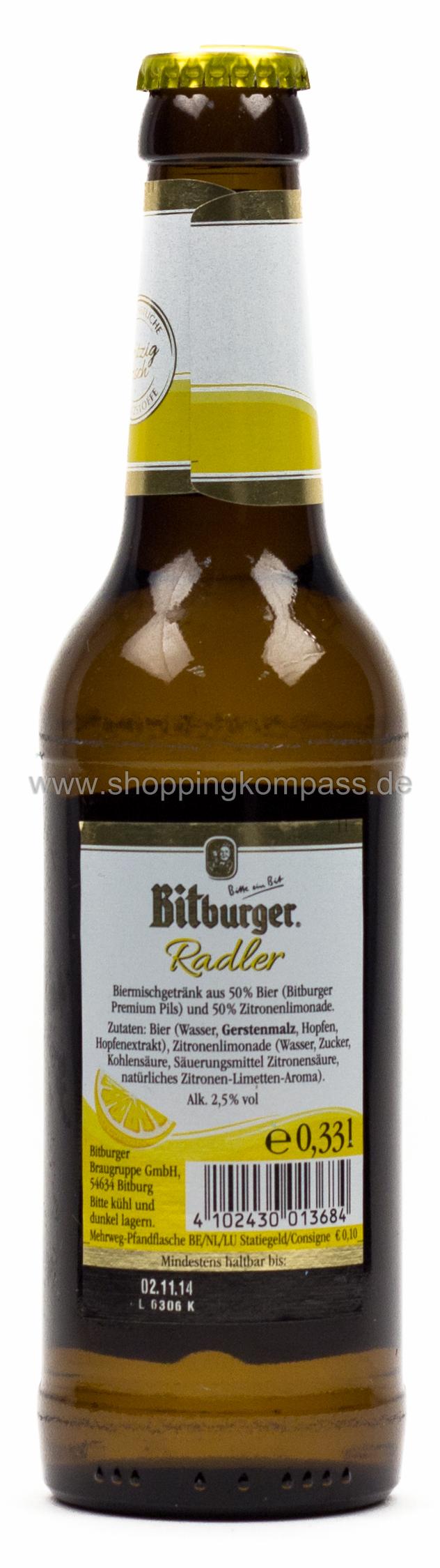 Bitburger Radler Kasten 24 x 0,33 l Glas Mehrweg
