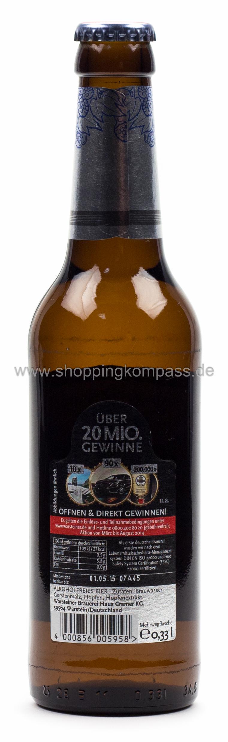 Warsteiner alkoholfrei Kasten 24 x 0,33 l Glas Mehrweg
