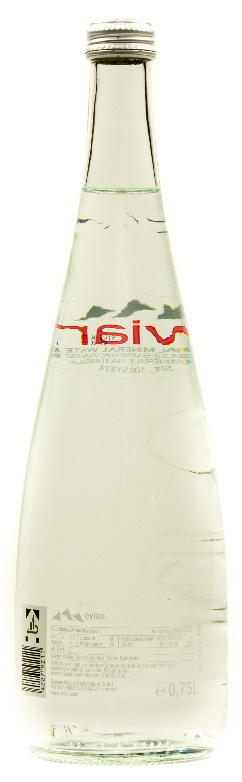 Evian Mineralwasser Naturelle Gastro Kasten 12 x 0,75 l Glas Einweg