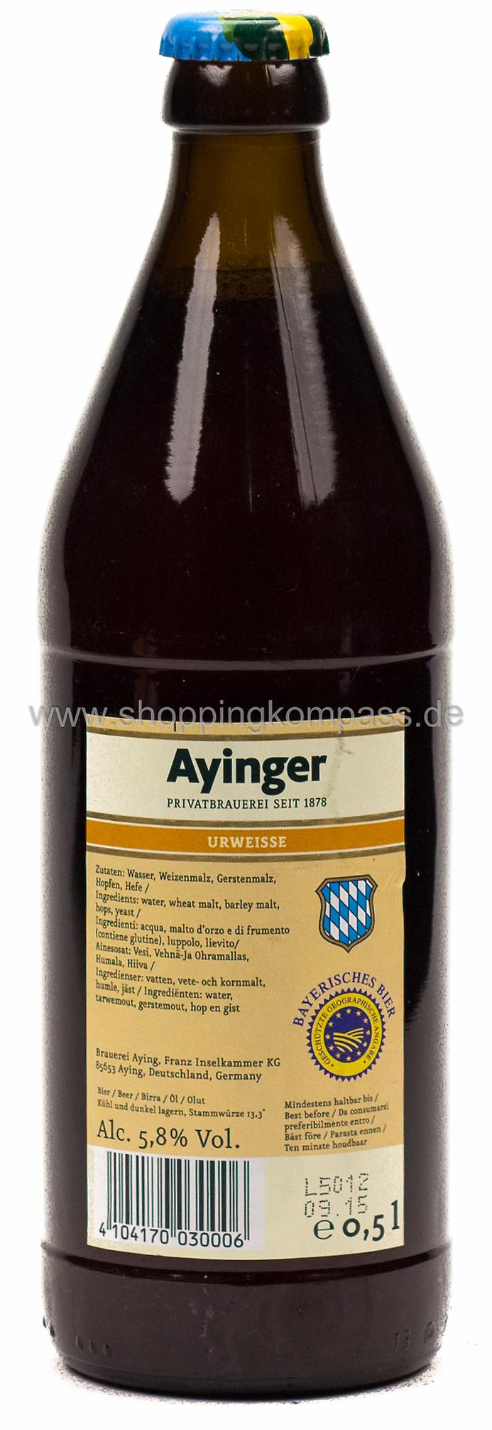 Ayinger Urweisse Kasten 20 x 0,5 l Glas Mehrweg