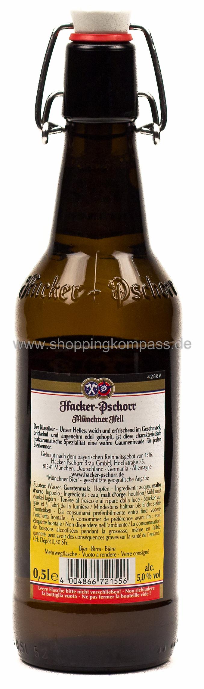 Hacker Pschorr Münchner Hell Bügel Kasten 20 x 0,5 l Glas Mehrweg