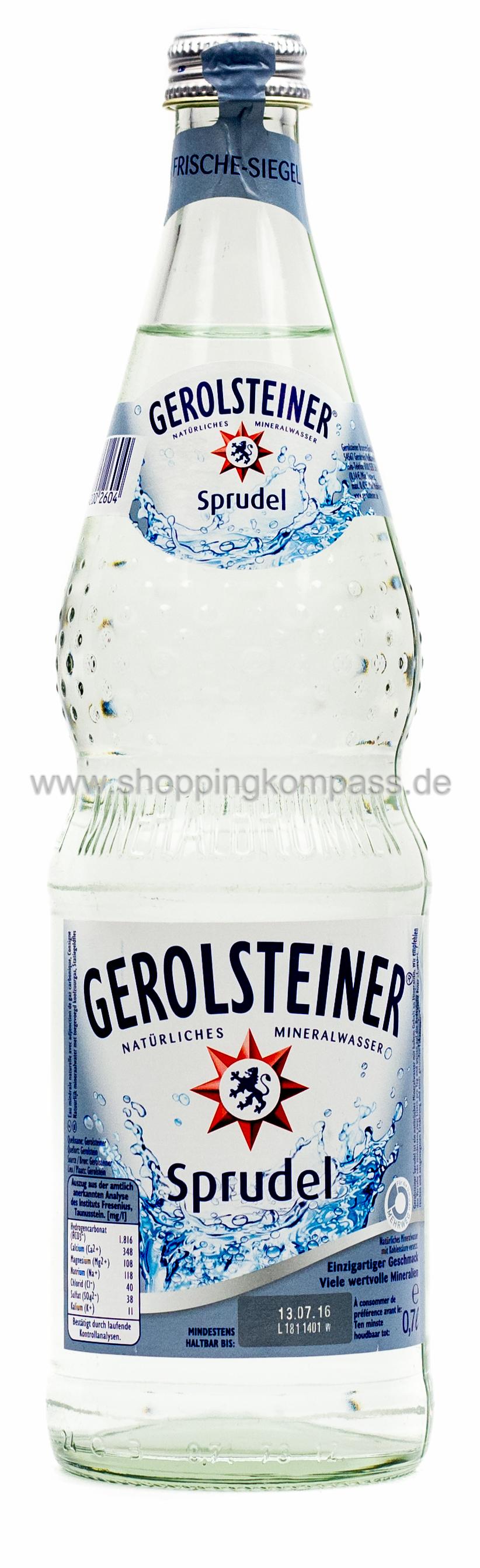 Gerolsteiner Mineralwasser Sprudel 0,7 l Glas Mehrweg